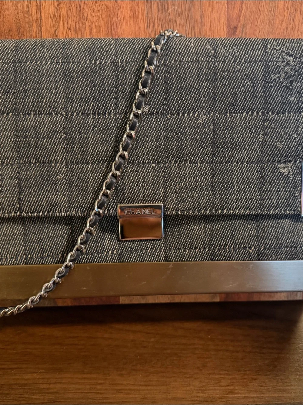 🖤 CHANEL Denim East West Chocolate Bar Handbag